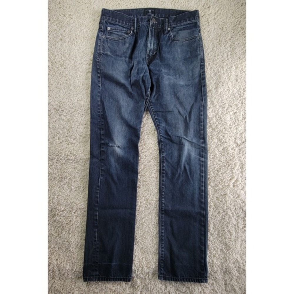 Gap Mens Slim Fit Dark Wash Denim Jeans Size 32x34 Blue Distressed 5-Pocket
